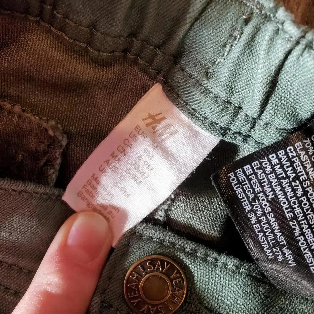 NWOT H&M Twill Trousers with Braces - Long - Khaki Green - Size 9M
